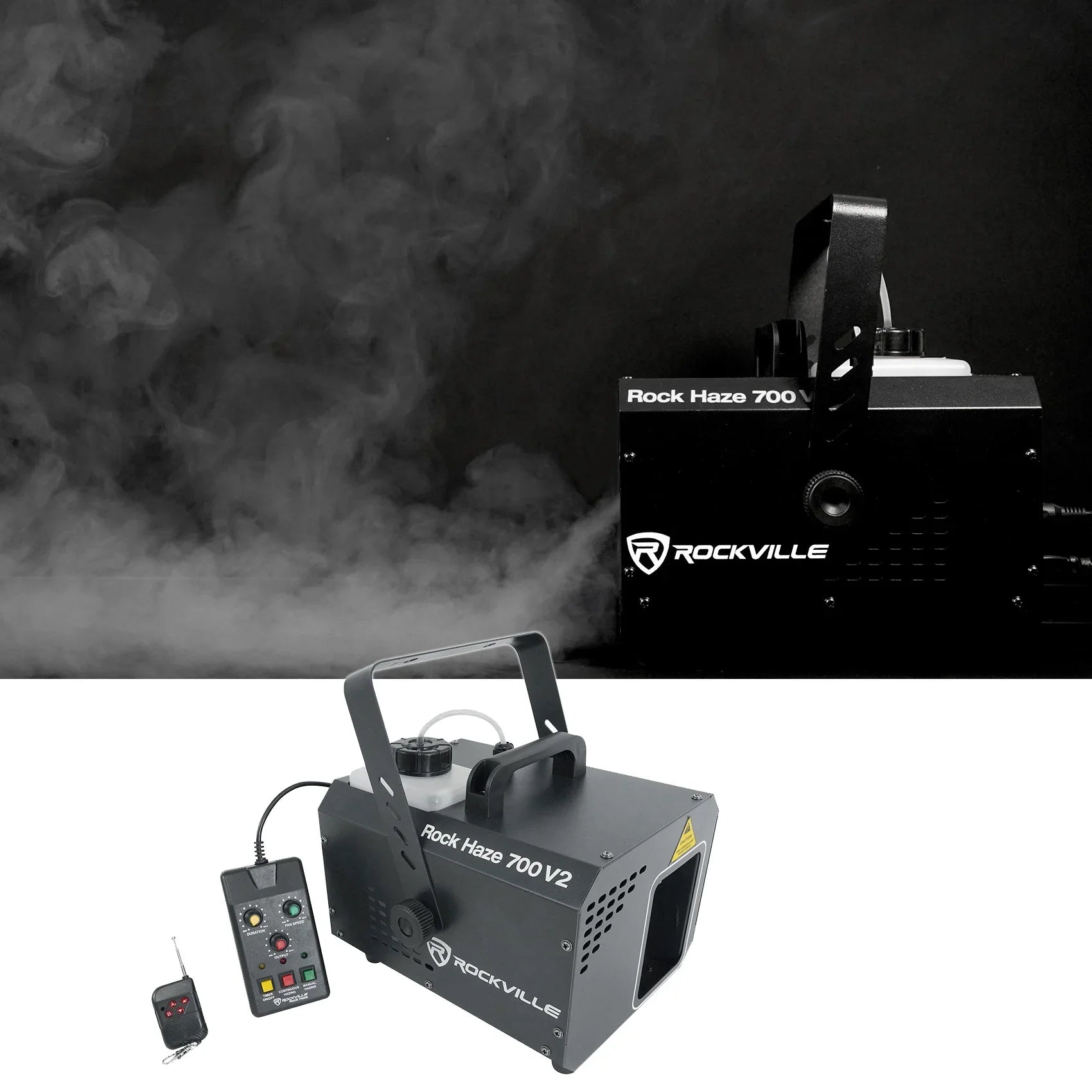 Rockville ROCKHAZE 700 CFM DMX Haze Machine Water Based DJ/Club Hazer and (2) Remotes