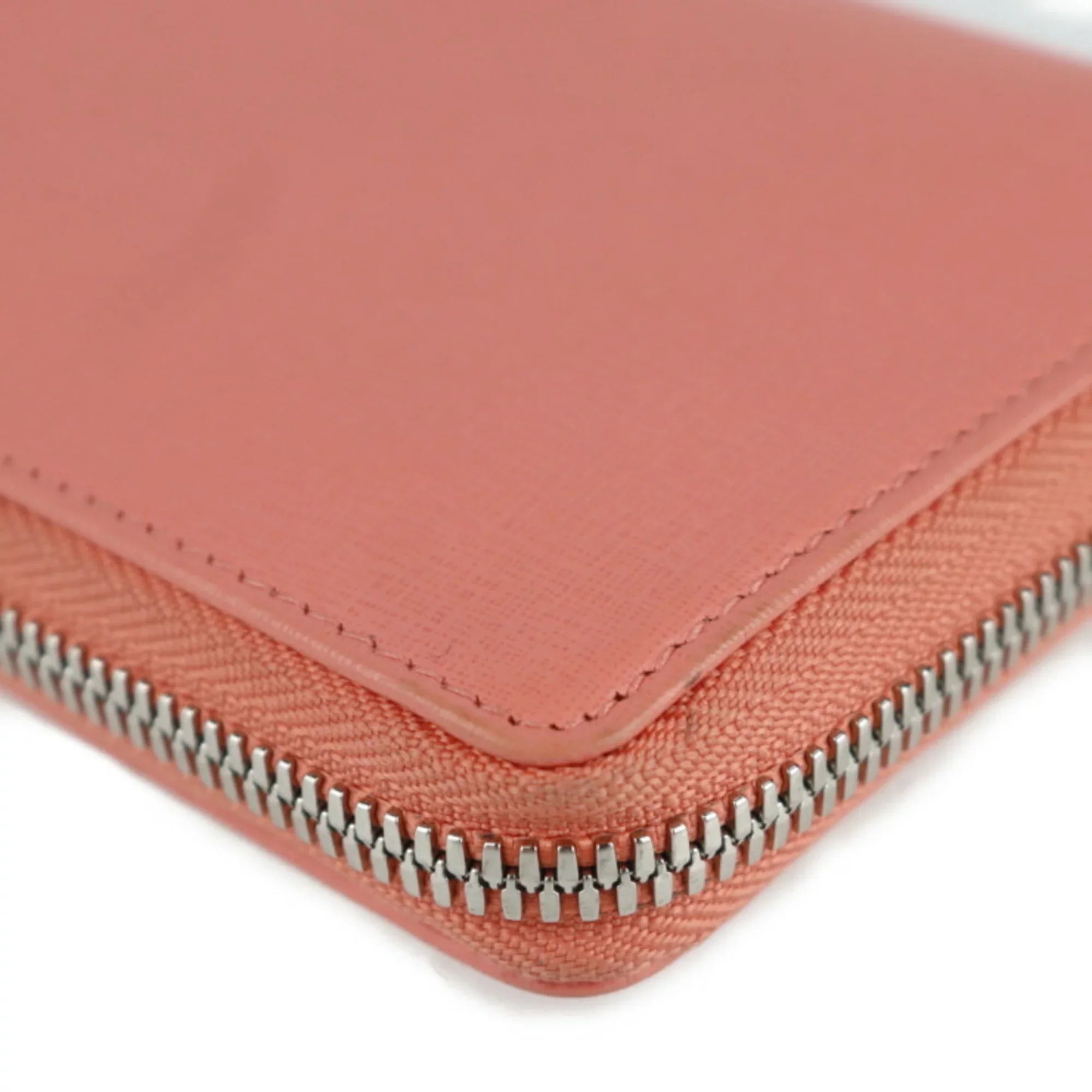 Pre-Owned BALENCIAGA Balenciaga essential long wallet 519641 leather salmon pink round zipper (Good)