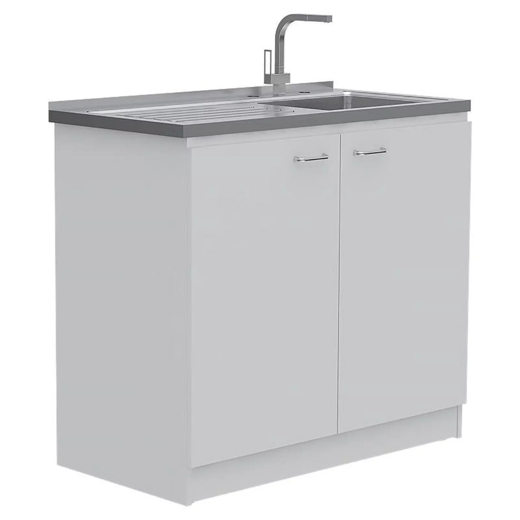 Home Square 2-Piece Set with Utility Sink with Cabinet and Kitchen Service Cart
