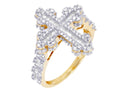 Baguette Cross 0.875 CT Diamond Ring 10K Yellow-White Gold
