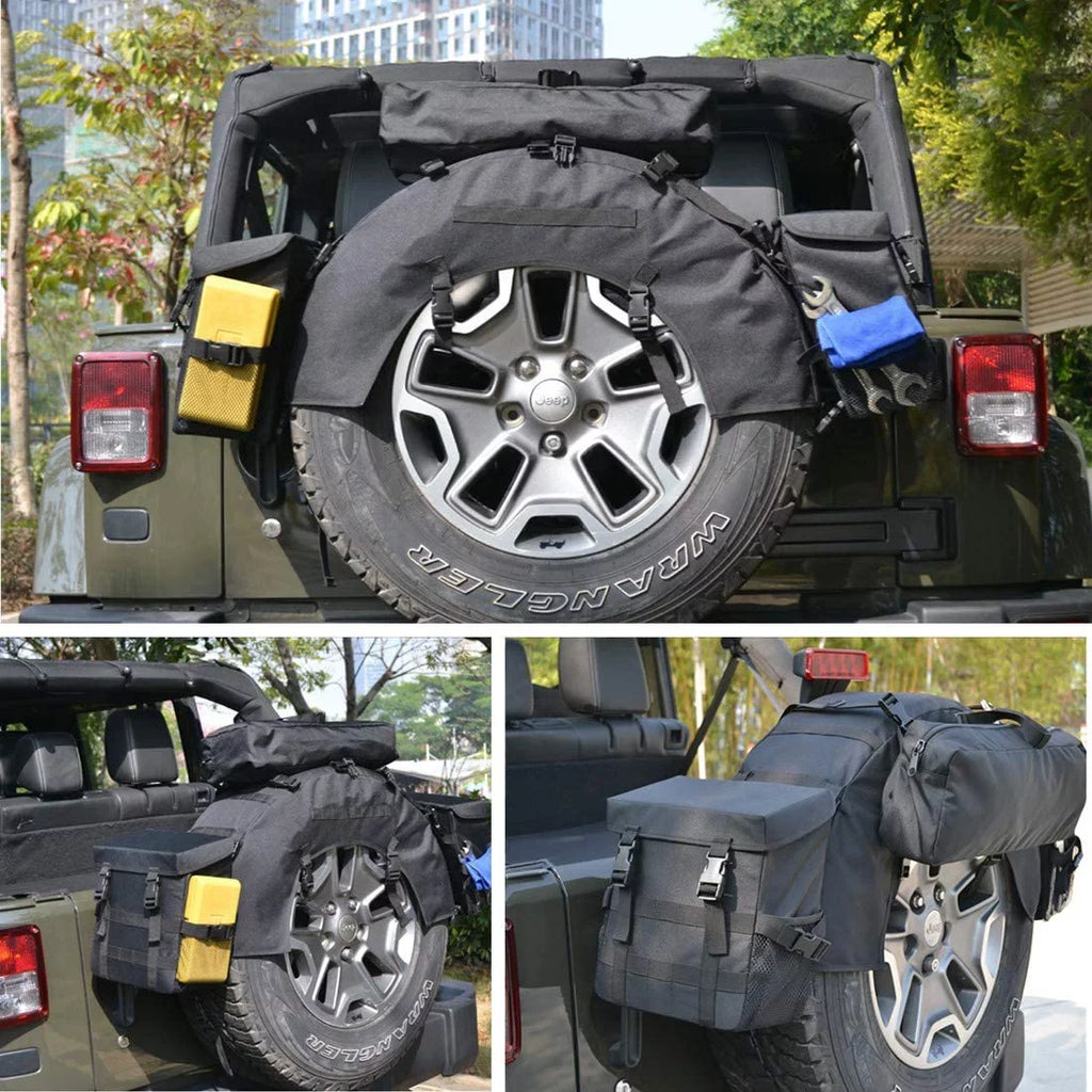iFJF Spare Tire Trash Bag Camping Gear Cargo Organizer Bags fit 35" Tire for Wrangler TJ JK JKU JL JLU JT Trucks SUV RV Off-Road Outdoor and Tools Organizer