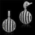 Alamode TS069 Women Rhodium 925 Sterling Silver Earrings with AAA Grade CZ in Jet