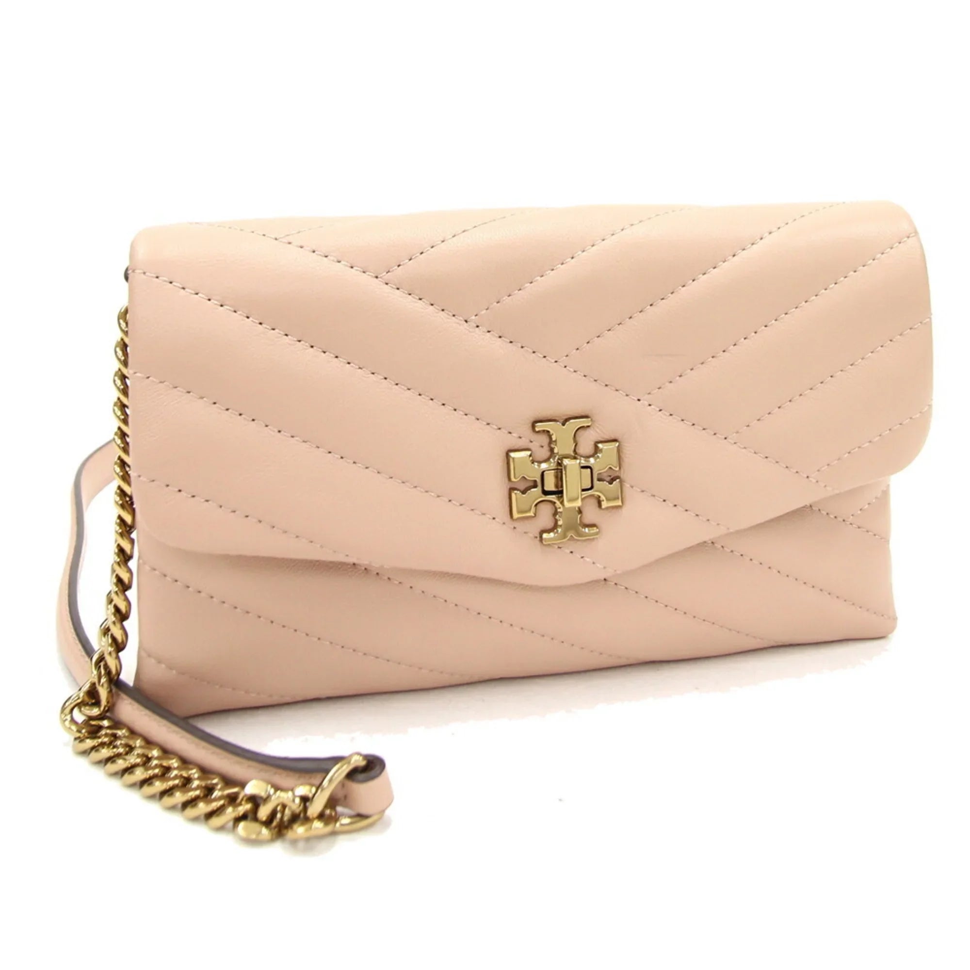 Pre-Owned Tory Burch Shoulder Kira Chevron Chain 64068 Beige Leather Women's TORY BURCH (Good)