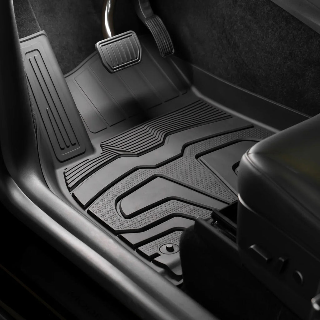 Ikon Motorsports 3D TPE Floor Mats + Trunk Mat Suitable with 2020-2023 Tesla Model Y, All Climate Floor Liners, Front & 2nd Row Full Set Custom Protection Heavy Duty Rear Tray Cargo Mats, Black