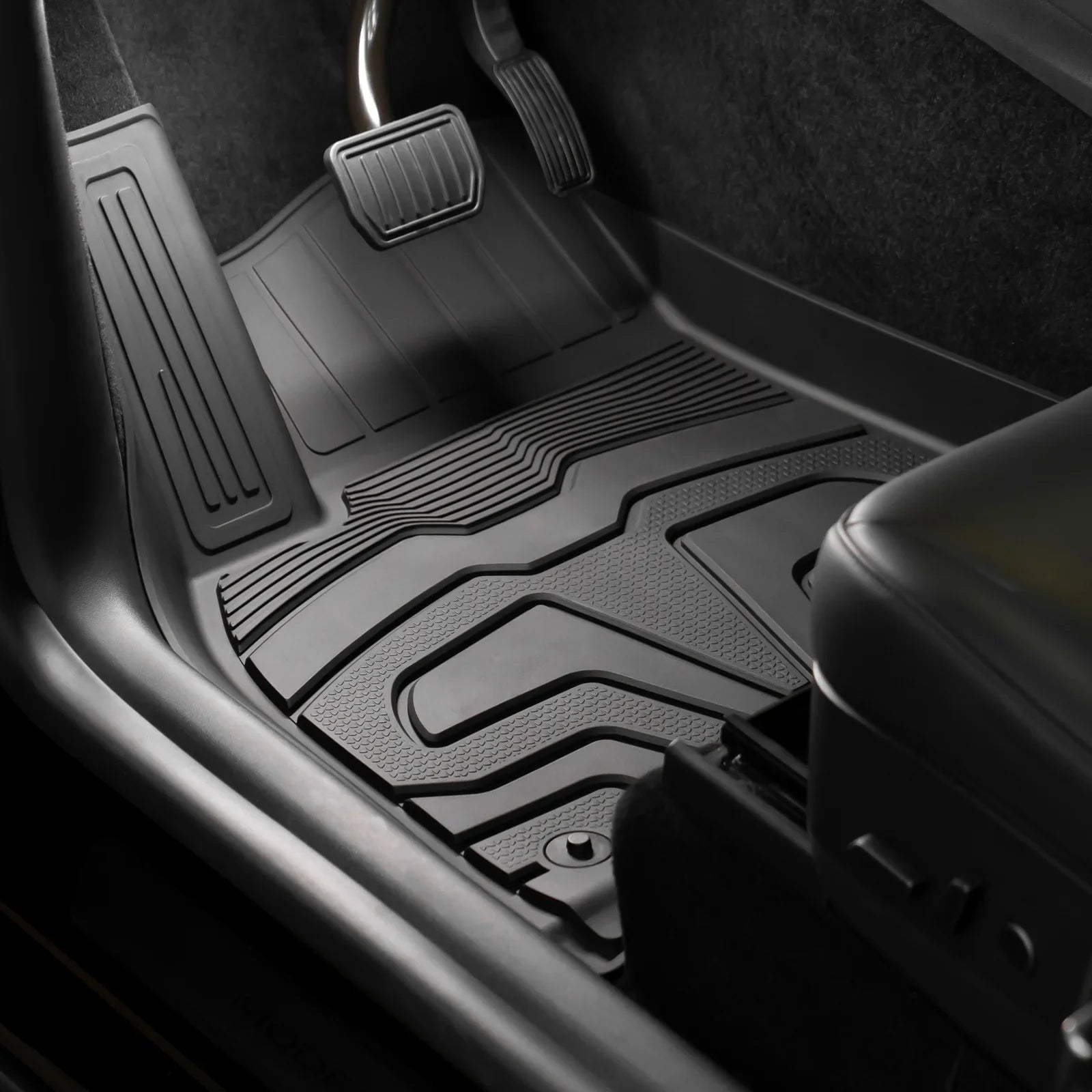 Ikon Motorsports 3D TPE Floor Mats + Trunk Mat Suitable with 2020-2023 Tesla Model Y, All Climate Floor Liners, Front & 2nd Row Full Set Custom Protection Heavy Duty Rear Tray Cargo Mats, Black