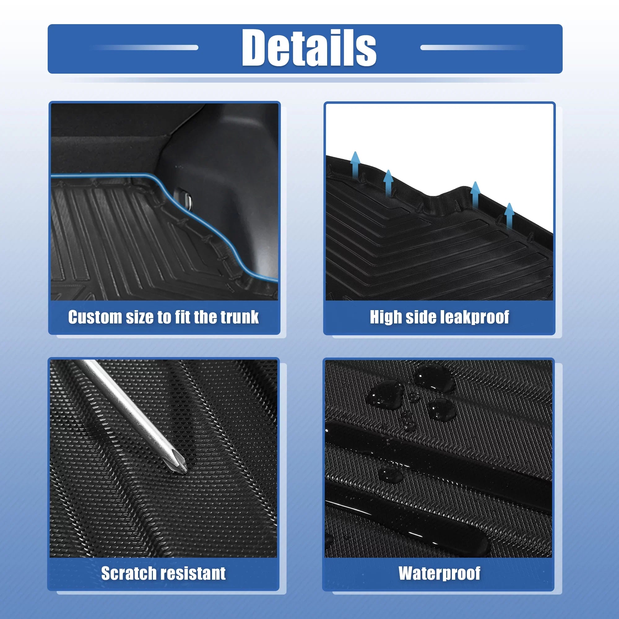 Unique Bargains Cargo Trunk Tray Cargo Liner Cargo Trunk Floor Mat Waterproof Protector for Toyota RAV4 2019-2022