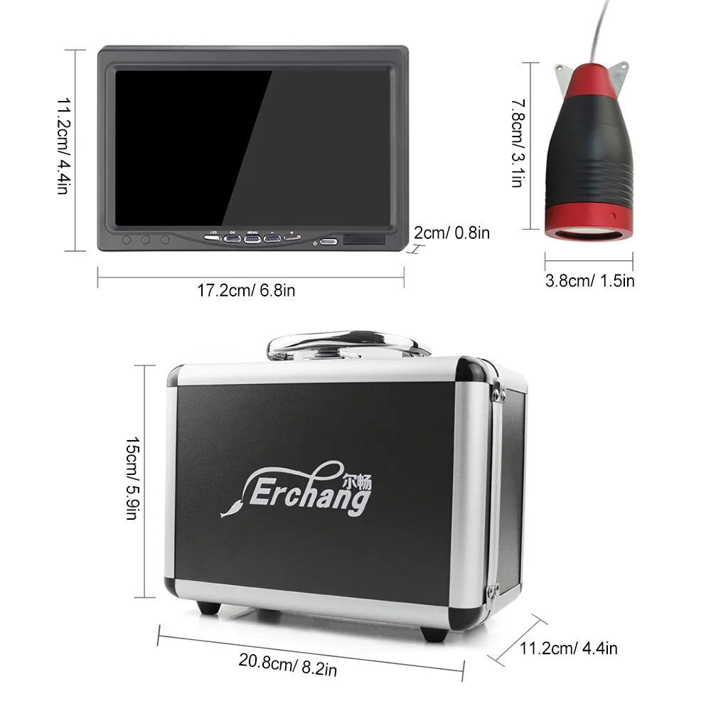 Erchang 7 Inch DVR Underwater Fishing Camera for Lake Sea Fishing, Portable Video Fish Finder