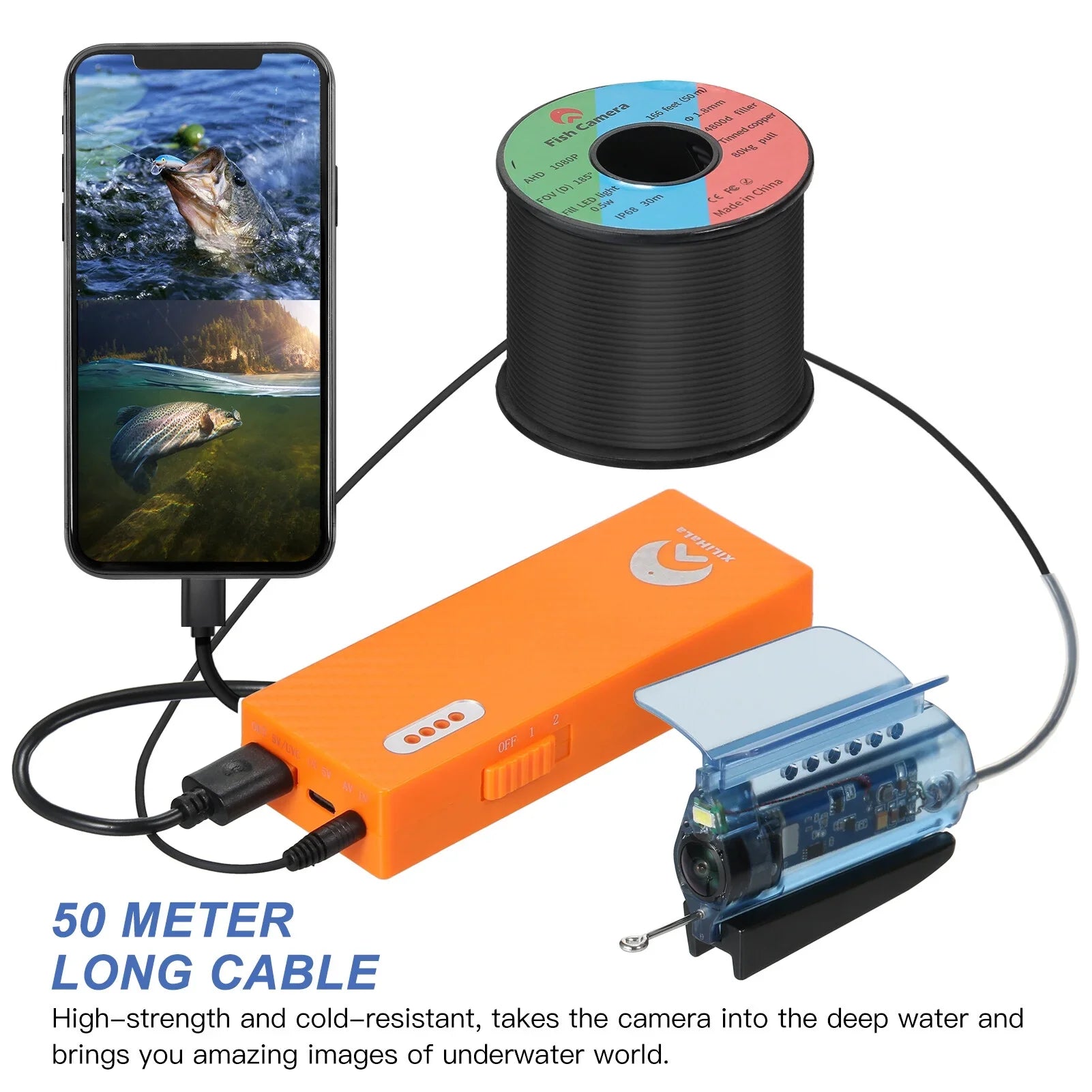 Gofishup 1080P Underwater Fishing Camera Fish Finder with APP Control, Live Video for Ice Lake Sea Ship Kayak Fishing