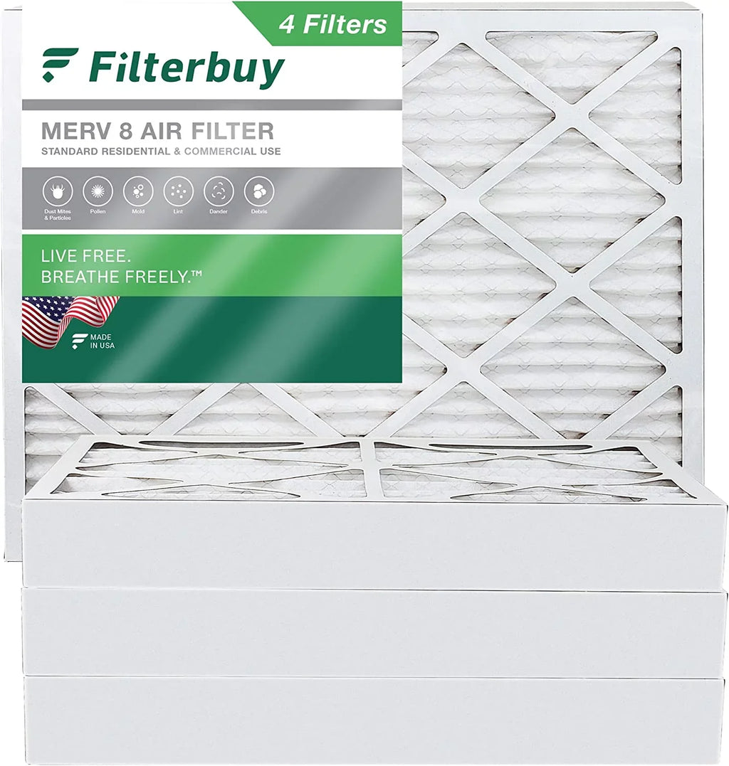 Filterbuy 20x25x4 MERV 8 Pleated HVAC AC Furnace Air Filters (4-Pack)