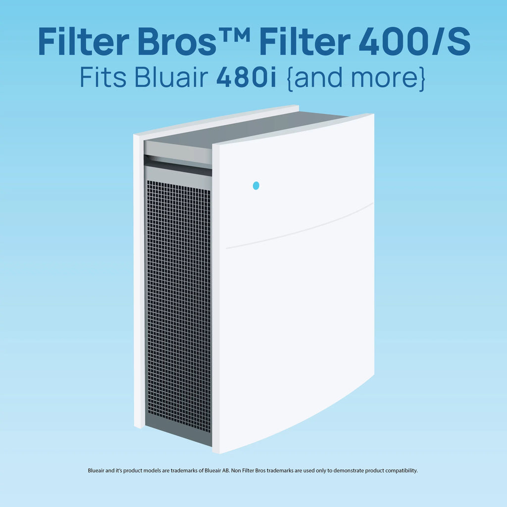 Filter Bros BA-400S Suitable With BLUEAIR 400 Dual Protection Series HEPA Replacement Particle Filter For 480i, 402, 403, 405, 410, 450E, 455EB Blue Sky SmokeStop