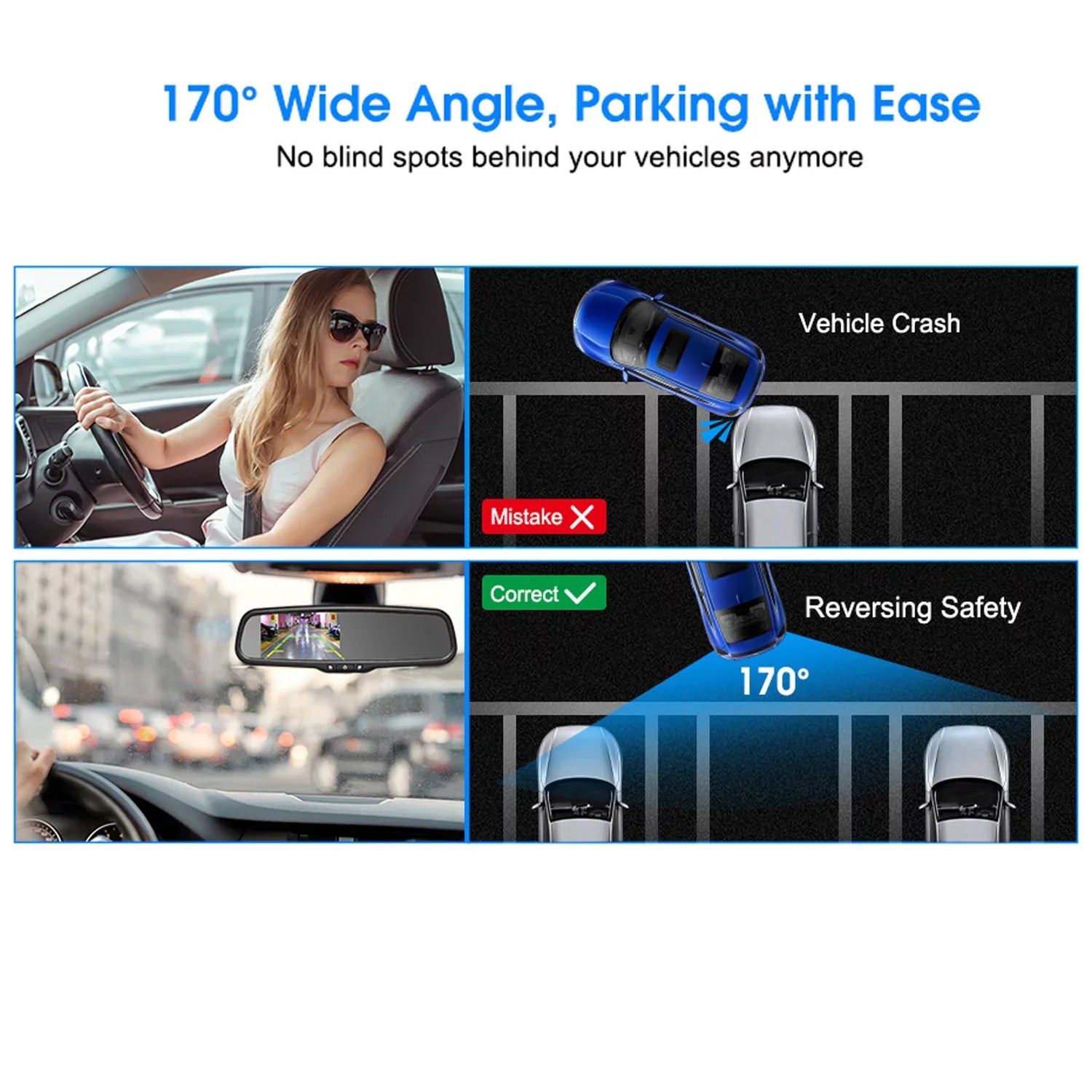 Auto-Vox Wireless Backup Camera Oem Look Rear View Mirror Camera for Trucks, Super Night Vision Car Backup Reversing Camera System for Vehicles (T1400U)