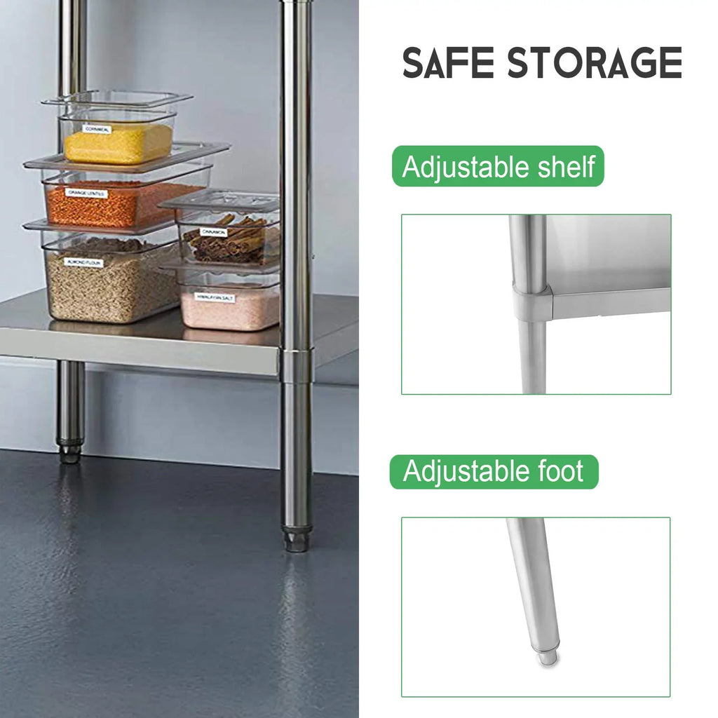 Stainless Steel Work Table - Kitchen & BBQ Table with Undershelf Workstation for Kitchen Home Restaurant Hotel-Heavy Duty Equipment Grill Stand - 24x28 Inches