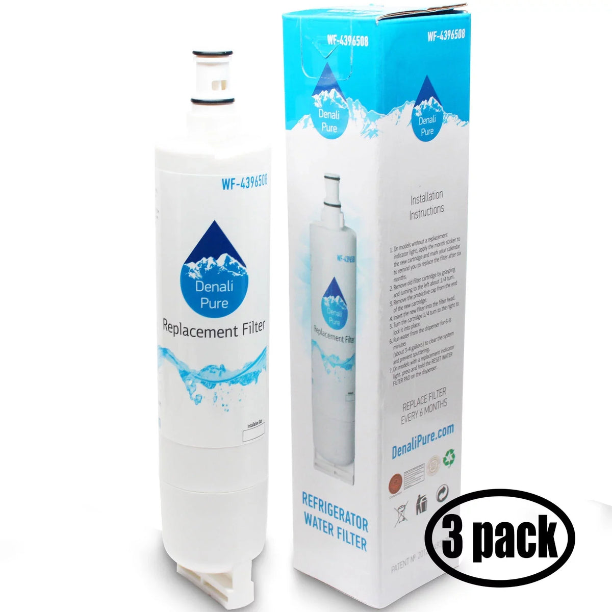 3-Pack Replacement for Maytag MSD2669KEW Refrigerator Water Filter - Matching with Maytag 8212652 Fridge Water Filter Cartridge - Denali Pure Brand