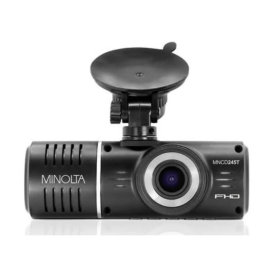 MNCD245T Full HD Front and Rear View 2.45" LCD Screen Dash Camera with 3-Channel Recording, Black