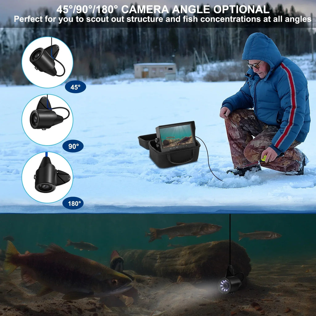 7 inch Ice Fishing Camera Underwater with Bracket Ice Fishing Fish Finder for Lake Vessel Kayak Ice Fishing