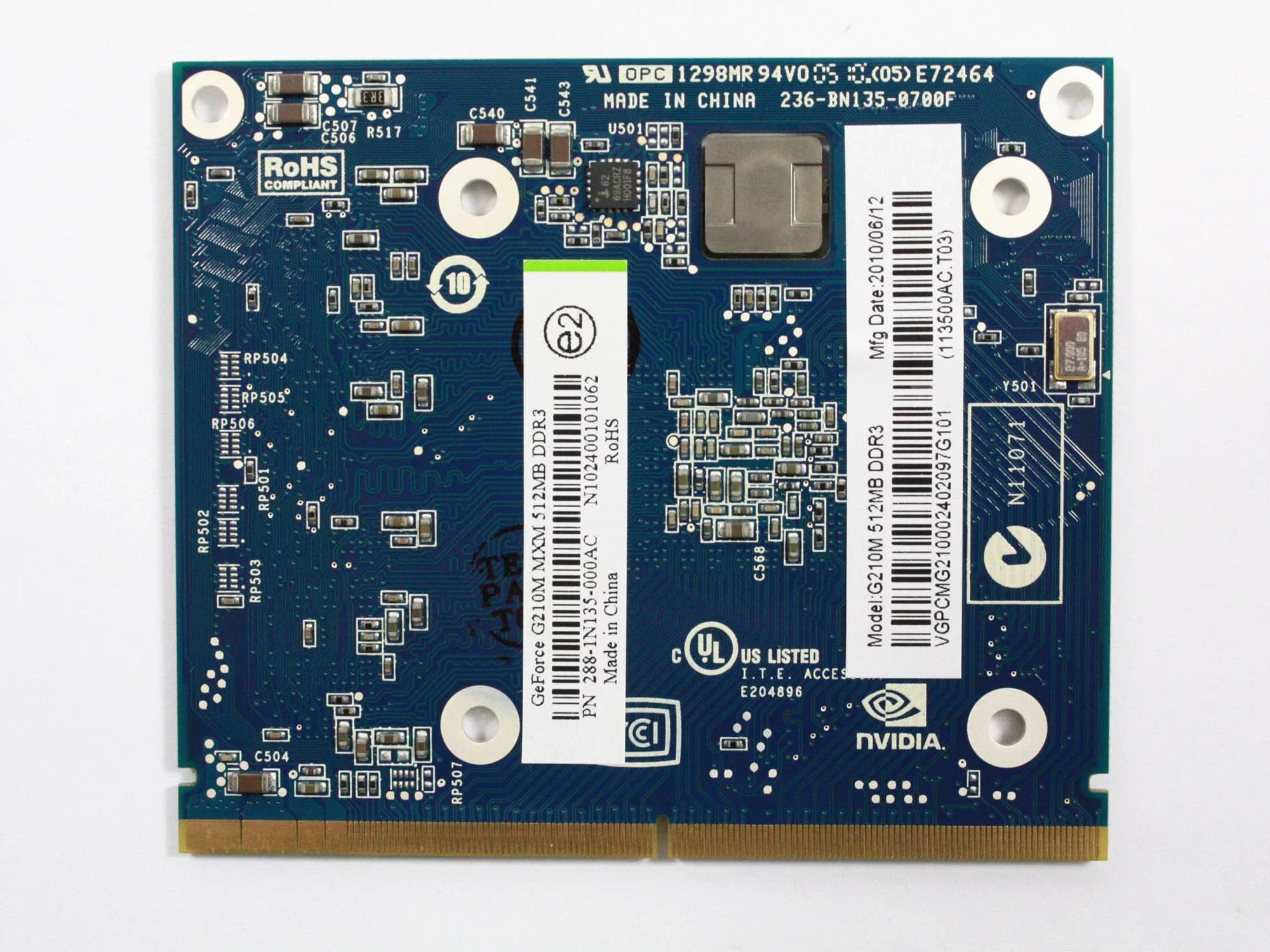 NVIDIA GeForce G210M Video Graphic Card 64-bit 512 MB DDR3 1500MHz VG.PCMG2.100