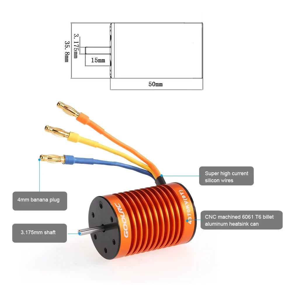 GoolRC Upgrade Waterproof F540 4370KV Brushless Motor with 45A ESC Combo Set for 110 Car Truck