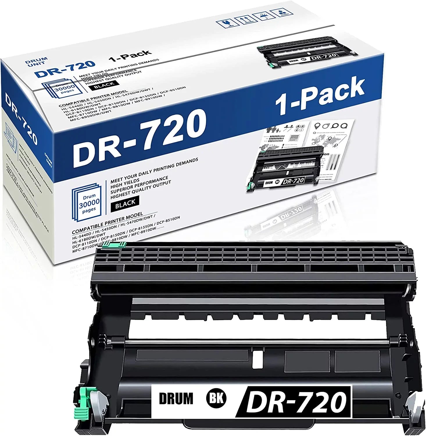 DR720 1 PackBlack Fitting DR720 Drum Unit Toner Not Included Replacement for Brother hl5450DN 5470DWDWT DCP8110DN 8150DN MFC8710DW 8810DW 8910DW Printer Drum Unit