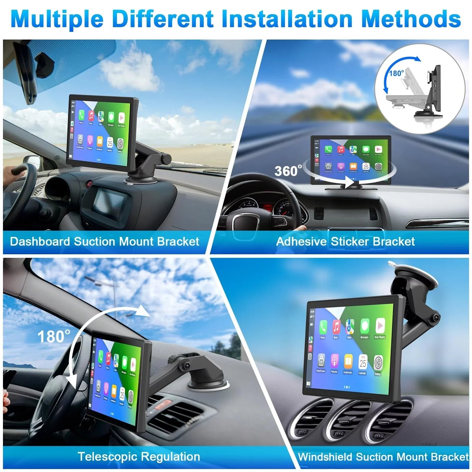 9 Inch Wireless Apple Carplay Car Stereo, Touch Car Play Screen Audio Car Radio Receiver, 2.5K Dash Cam,1080p Backup Camera DVR, Drive Mate Carplay Navigation, Multimedia Player