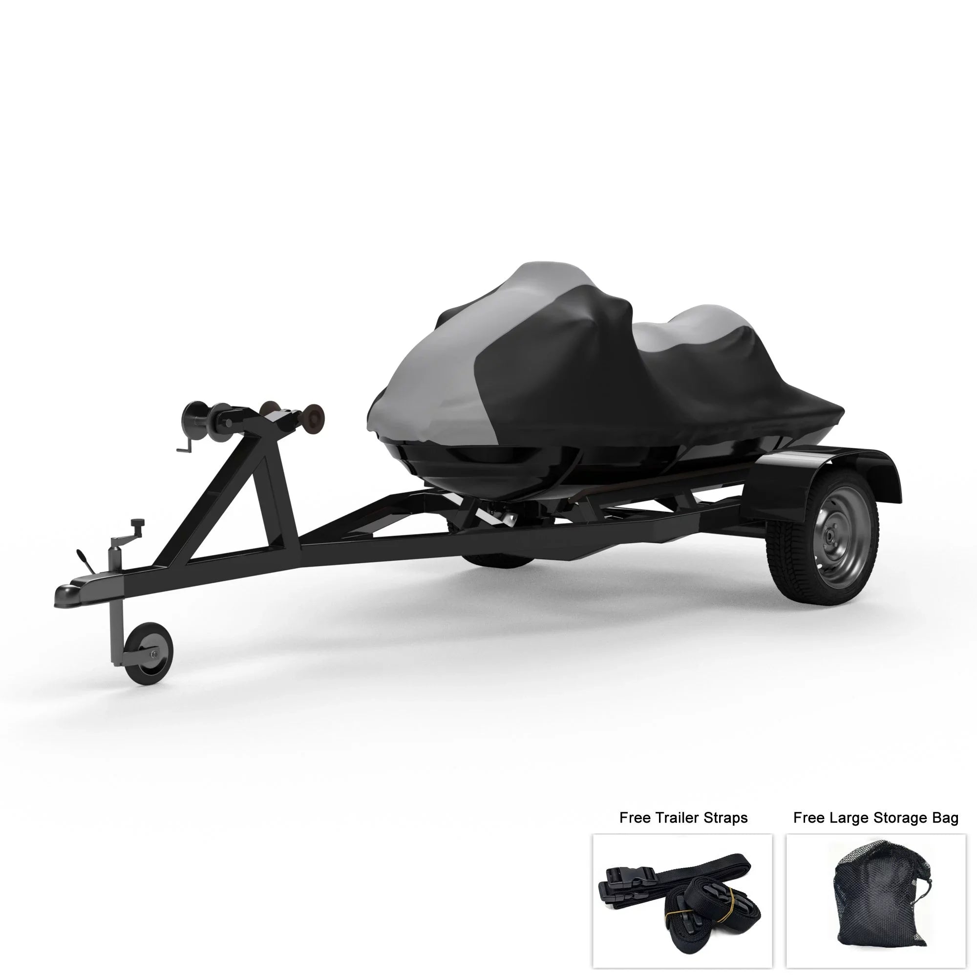 Condition Jet Ski Protection For SEA DOO GTi 1997-2000 - GRAY / Black Color - All Climate - Trailerable - Protects from Rain, Sun, UV Rays, And More! Includes Trailer Straps And Storage Bag