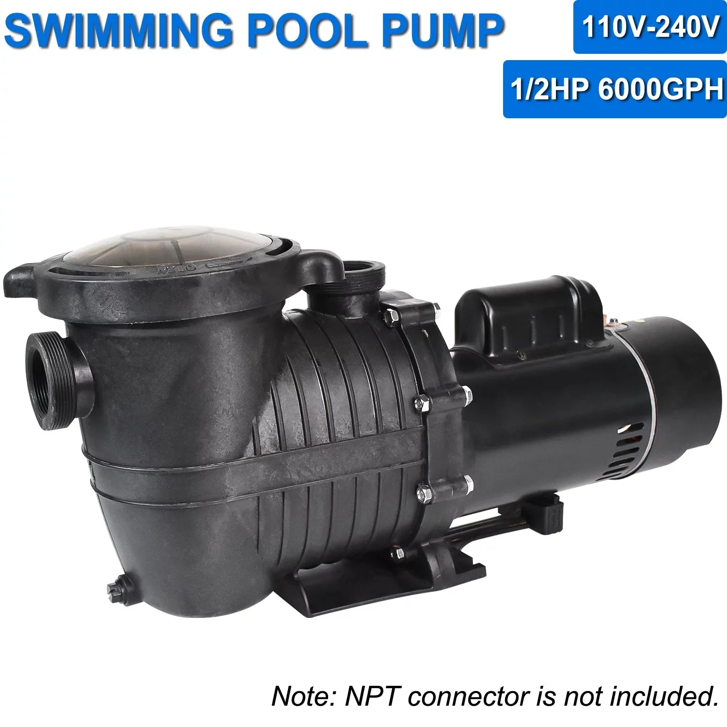 iMeshbean In-ground Swimming Pool Pump, 1.5HP Motor 110V-230V, 6000GPH, Head Max 69FT, for Above Ground Swimming Pool and Inground Pool Water Circulation, w/ Strainer Basket
