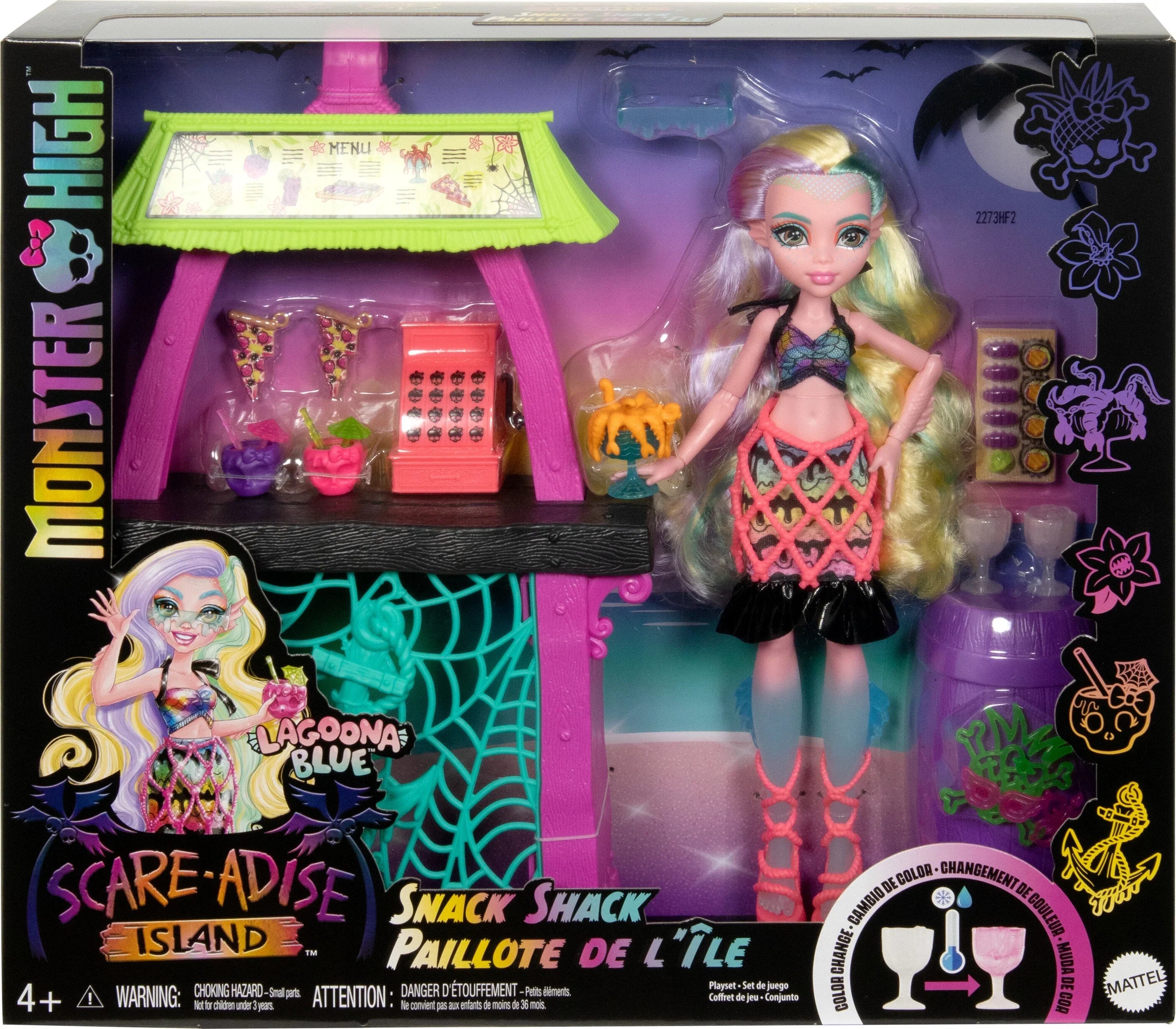 Monster High Lagoona Blue Fashion Doll and Playset, Scare-adise Island Snack Shack with Food Accessories