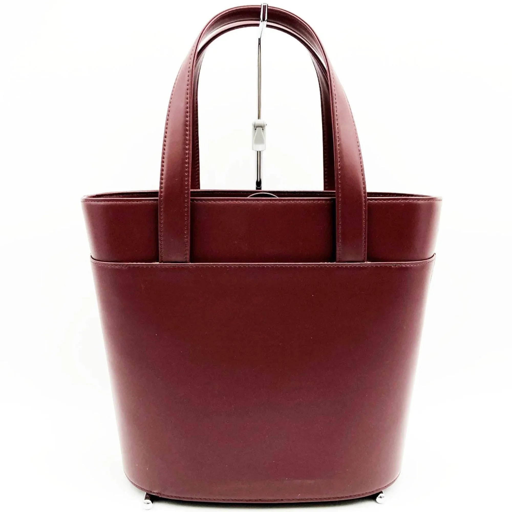 Pre-Owned BURBERRY Burberry Handbag Tote Bag Formal Nova Check Bordeaux Red Leather Ladies Fashion USED (Good)