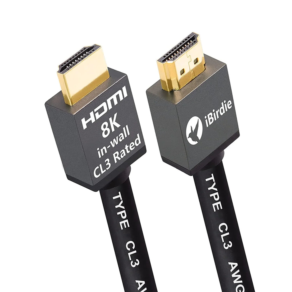 8K HDMI 2.1 Cable 15 Feet CL3 in Wall Rated 8K60Hz 4K120Hz eARC ARC HDCP 2.3 2.2 Ultra High Speed Fitting