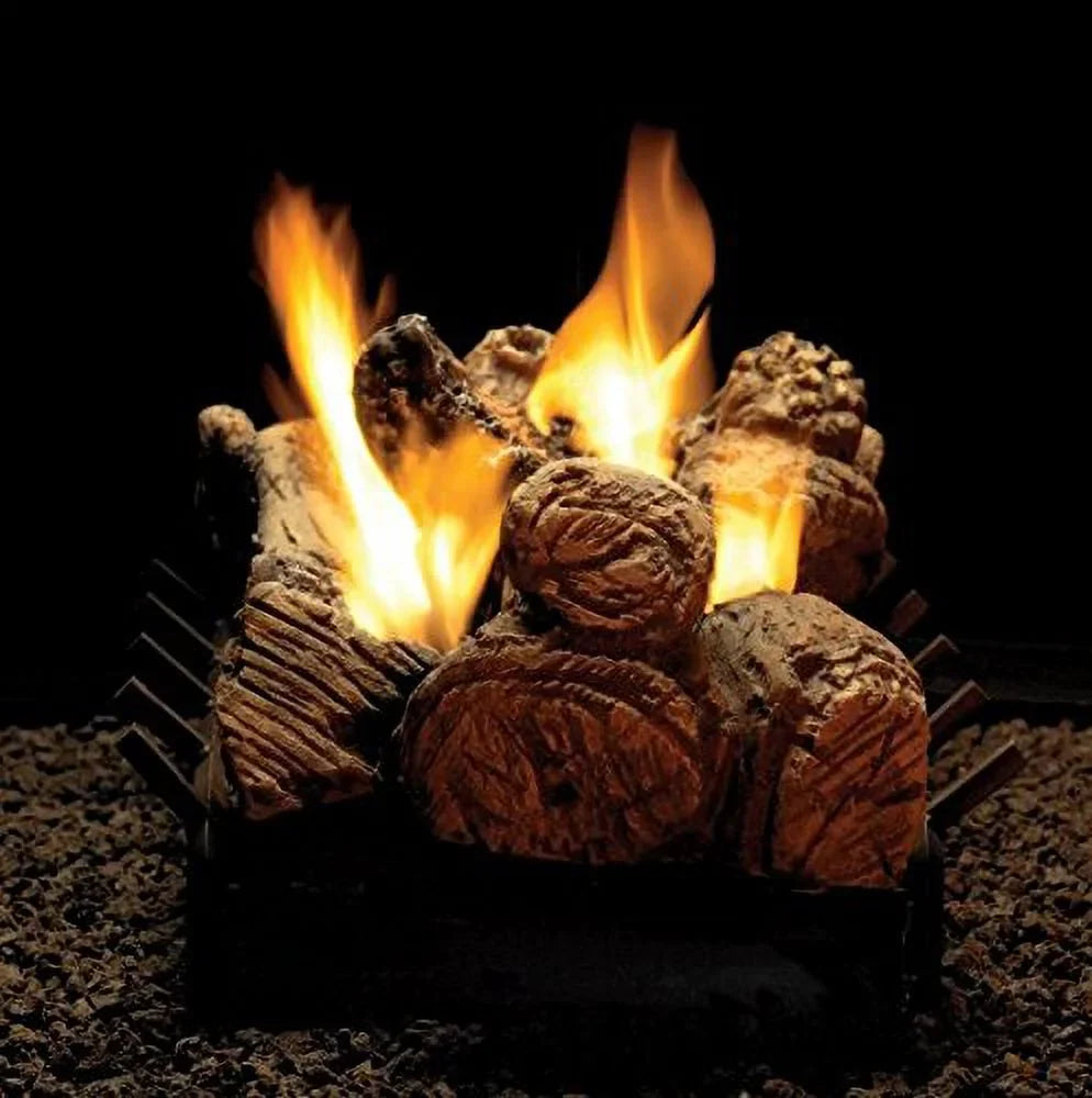 30" Stone River Logset with MV VF/V Slope Glaze Vista Burner, LP