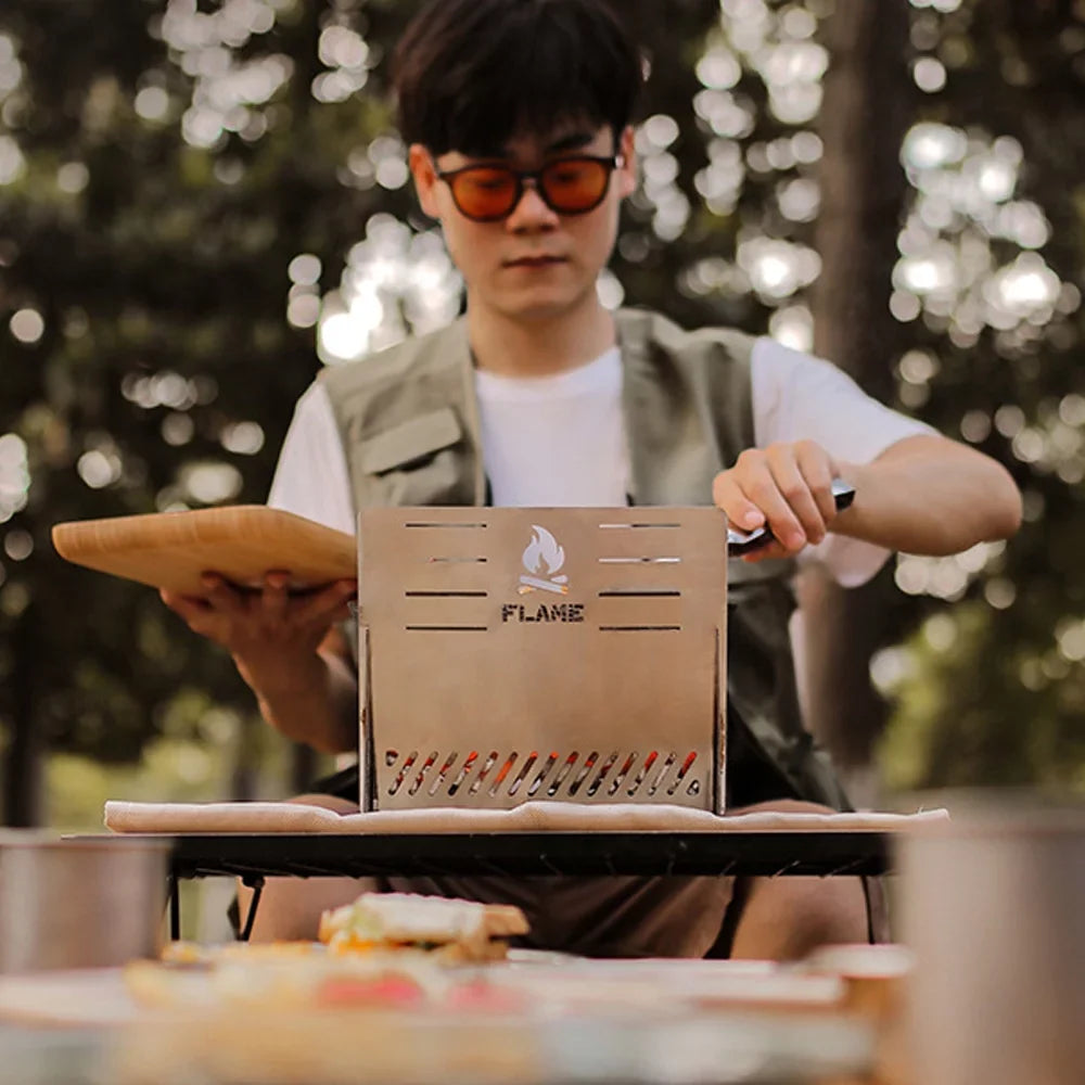 Nebublu Stainless Steel Furnace, Portable Camping Stove for Picnic BBQ Cooking
