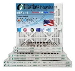 Glasfloss 12x18x1 - MERV 10 -Qty:12 - Furnace Air Filter - Made in USA (Actual Size: 11.5 x 17.5x7/8 inch)