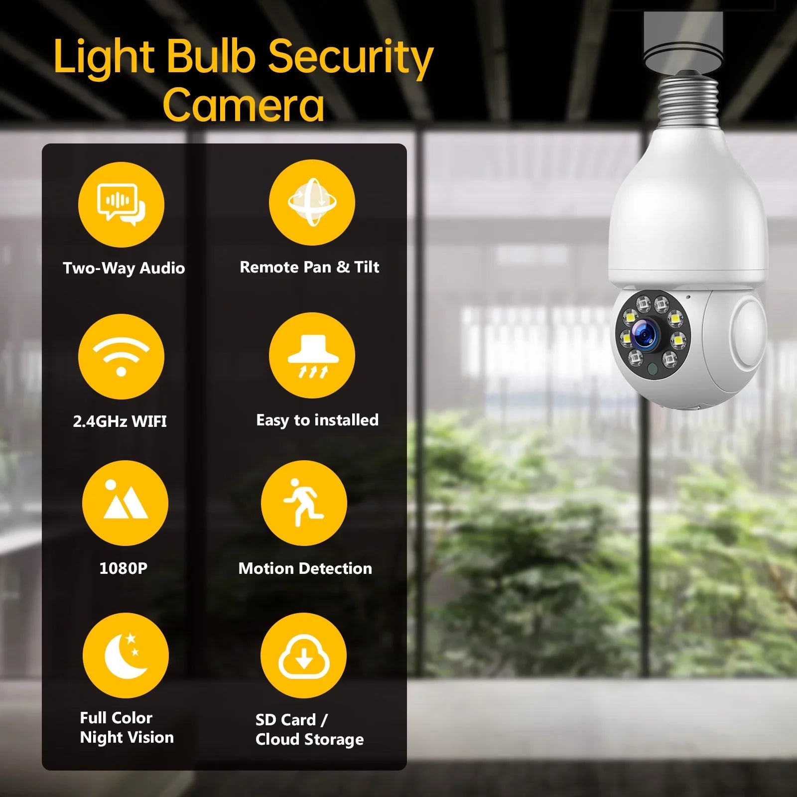 Toguard 2 PACKS SC16 Light Bulb Security Camera Outdoor Wireless WiFi Dome Surveillance Camera