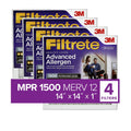 Filtrete 14x14x1 Air Filter, MPR 1500 MERV 12, Advanced Allergen Reduction, 4 Filters