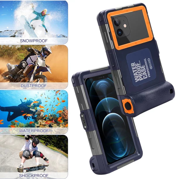 UrbanX Professional [15m/50ft] Swimming Diving Surfing Snorkeling Photo Video Waterproof Protective Case Underwater Housing for Orange Neva jet 5G And all Phones Up to 6.9 Inch LCD with Lanyard