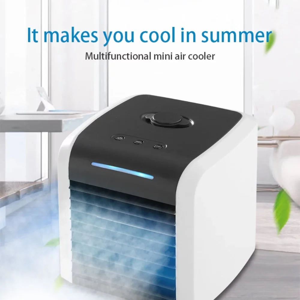 Portable Air Conditioner, Mini Evaporative Air Cooler, Personal Rechargeable USB Fan, Quiet Desk Fan with 2 Speeds for Home Room Office
