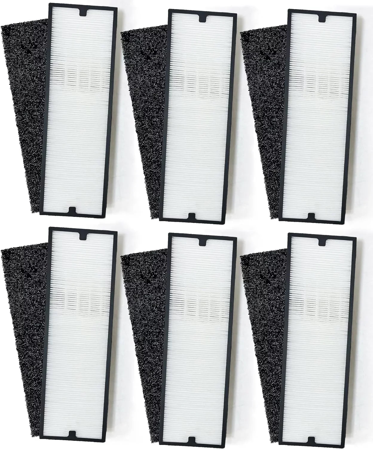 Nispira Particle/Carbon HEPA Filter Set For Blueair Sense+ Sense Air Purifier | Removes Smoke, Chemical VOCs, Odor, Pet Dander | 6 Sets