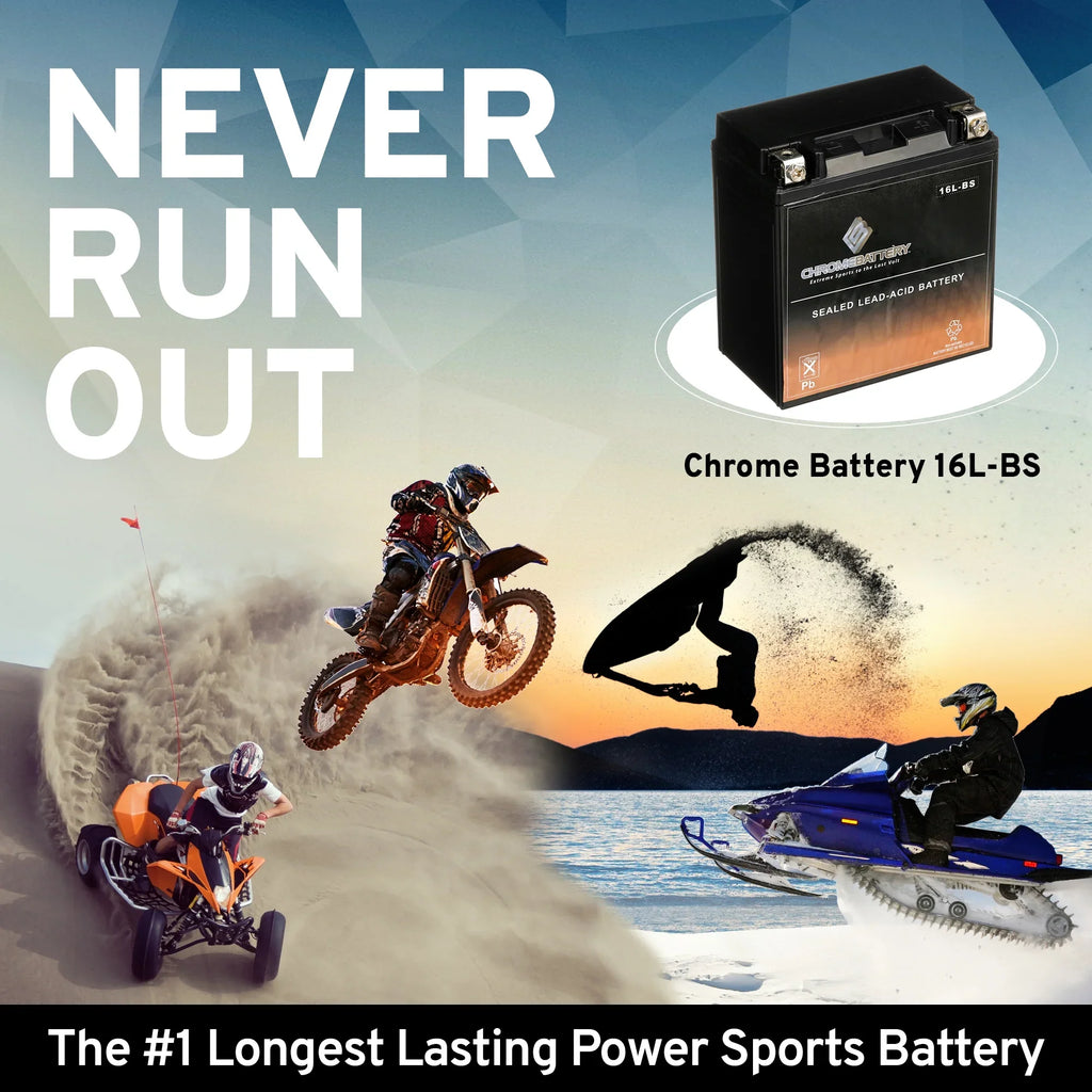 Chrome Battery YTX16L-BS (16L-BS 12 Volt,14 Ah, 230 CCA) Jet Ski Battery for Kawasaki 550cc Js550 Sx 86-'95