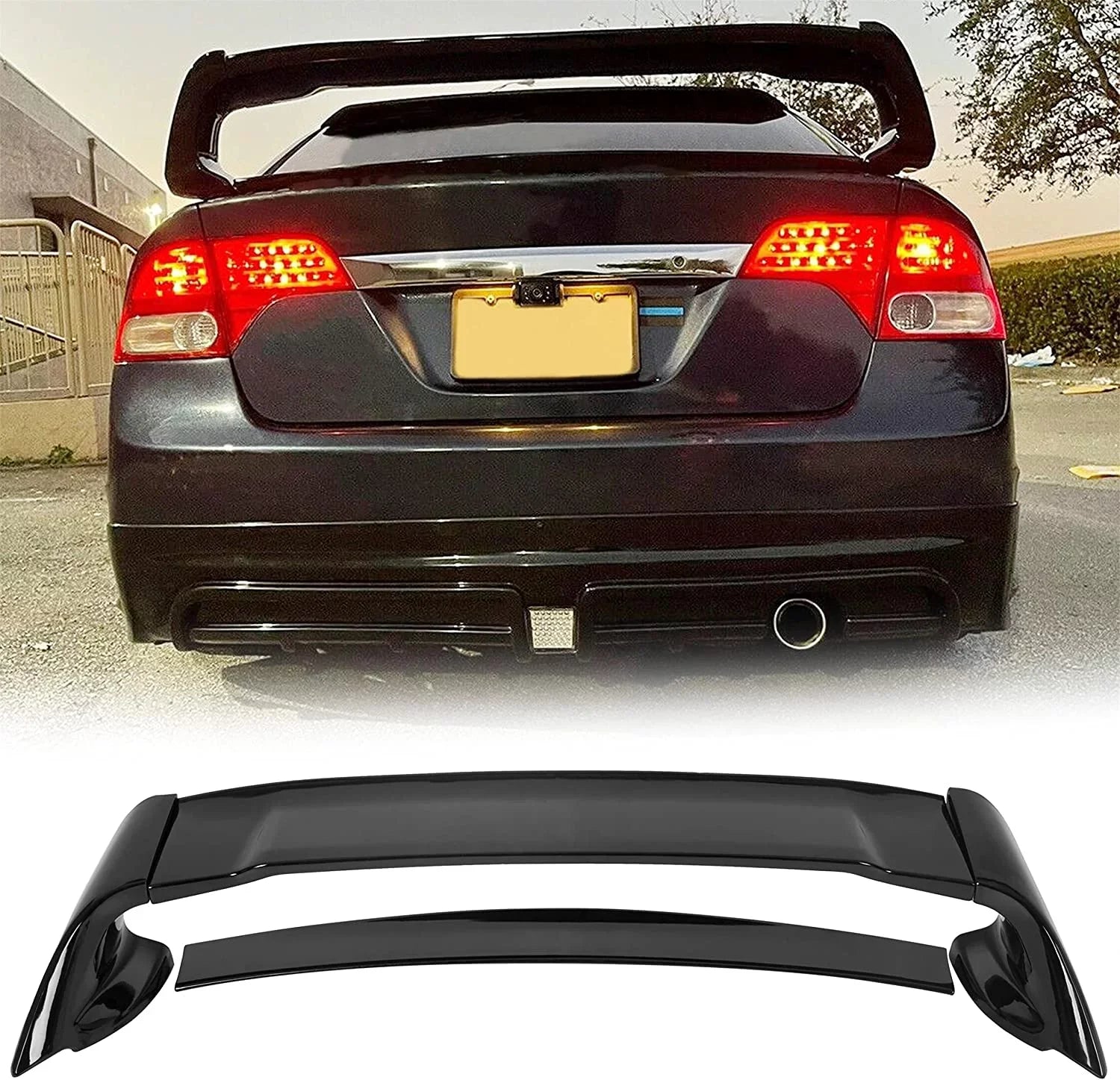 Rear Trunk Spoiler Wing Matching with 2006-2011 Honda Civic 4 Door Sedan ABS Trunk Spoiler Wing Painted Gloss Black