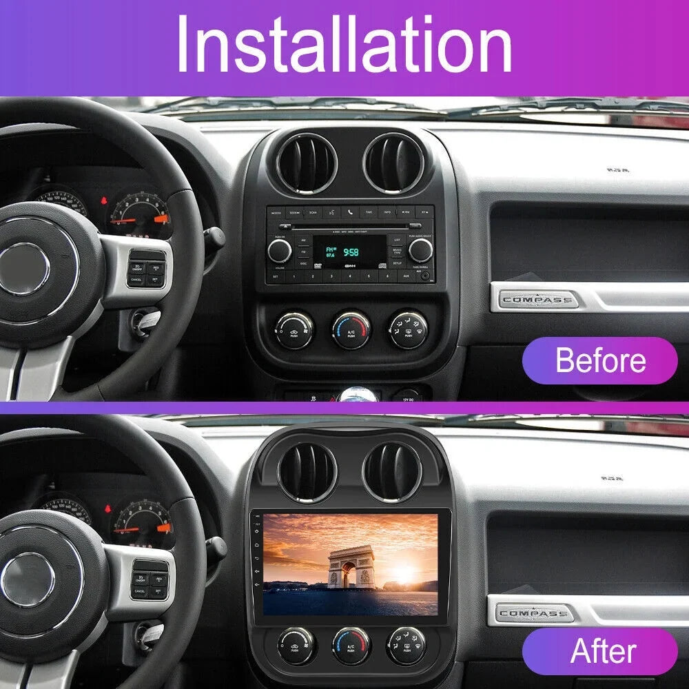 KingFurt Powerful Android 11 Car Radio GPS MP5 Player for Jeep Compass Patriot, Built-in Offline Map, FM Radio, Bluetooth & Reverse Camera
