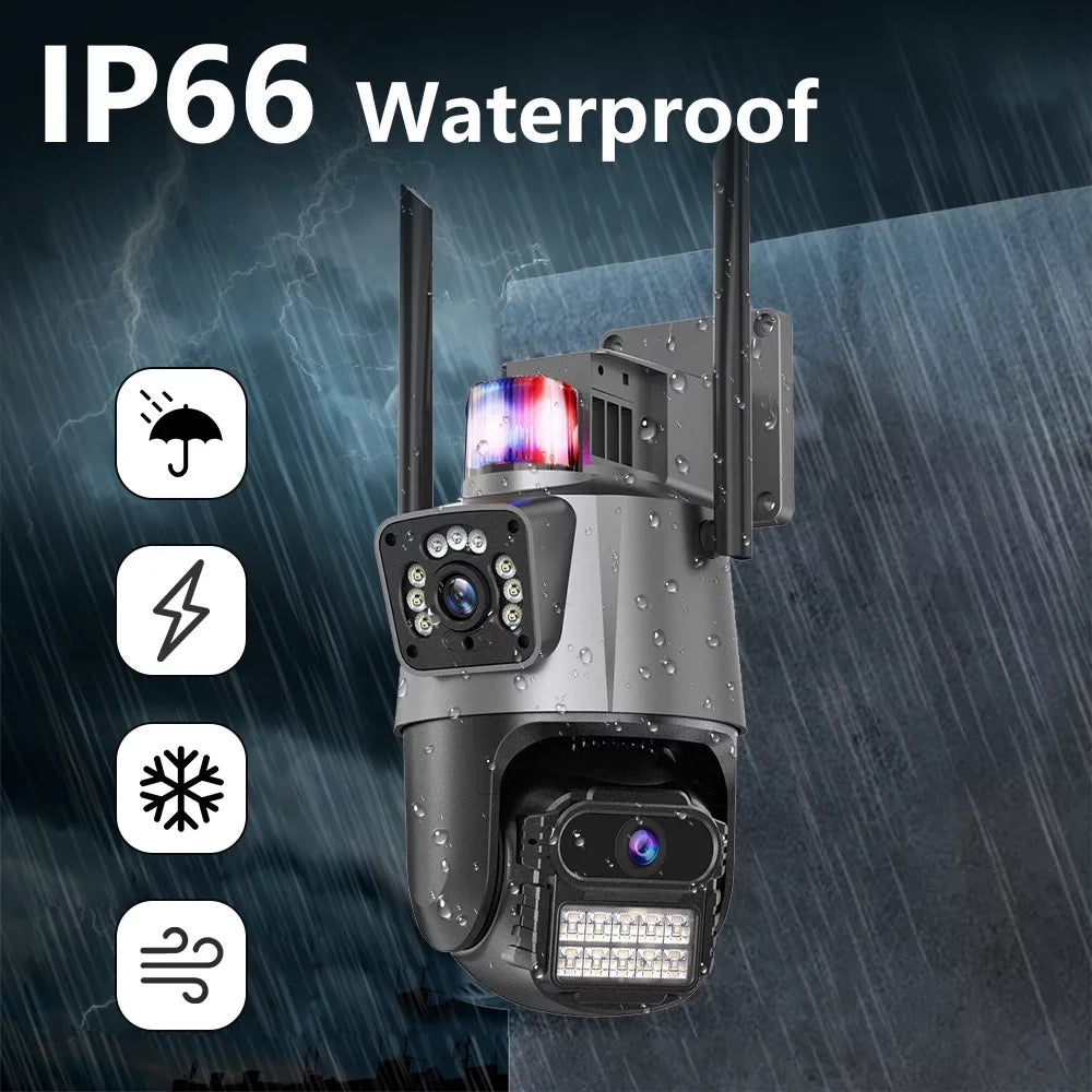 Kepeak Dual Lens Security Camera, Wi-Fi Home Surveillance Cameras Outdoor 360° View, 2-Way Audio Night Vision, Waterproof