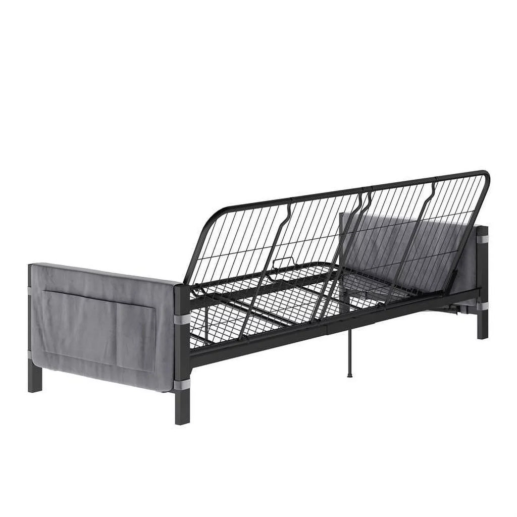 DHP Melbourne Storage Futon with 6" Thermobonded Futon Mattress in Gray