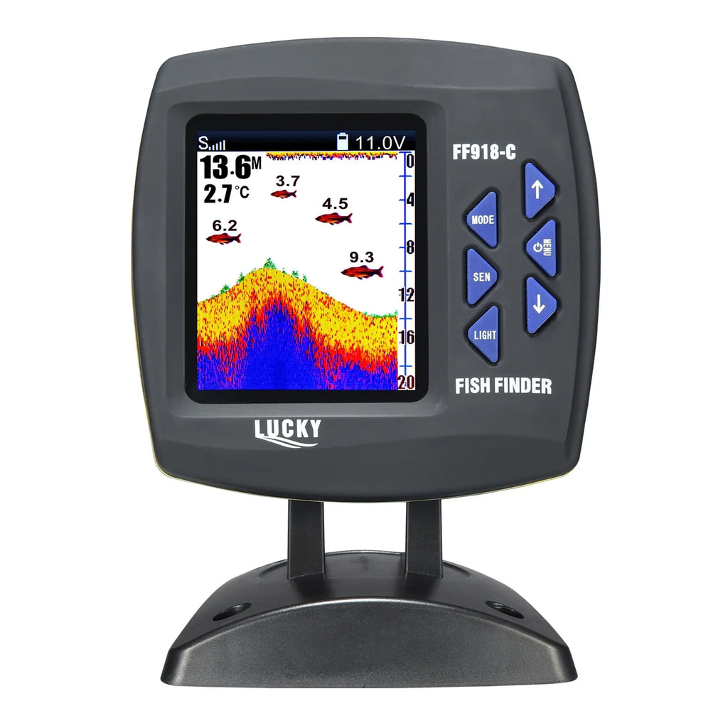 Tomshoo Fish Finder Wired Transducer Sensor Fishfinder 45 Degrees Underwater Fishing Portable Fish Finder Waterproof Underwater Monitor LCD Fish Locator Watercraft Fishfinder Fish Detector