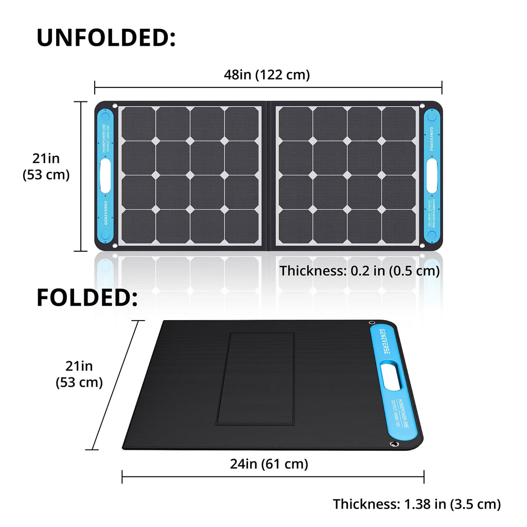 GENEVERSE 100 Watts SolarPower One Monocrystalline Portable Solar Panel with built-in USB-C and USB-A ports