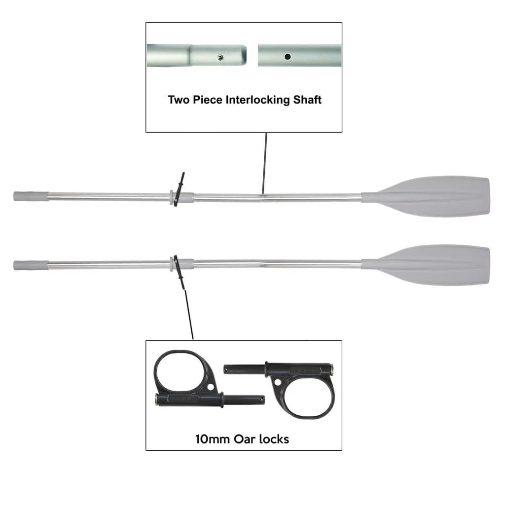 Oceansouth Kayak / Canoe Aluminum Oars Split Shaft with Locks - Length 6' 6" - 2 Piece with Stops - Detachable - Pair