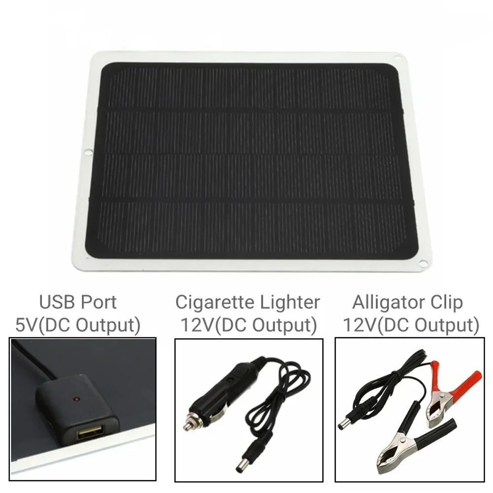 20W Portable Monocrystalline Silicon Solar Panel - USB, Outdoor Camping/Hiking, Car Light/Fan Recharging Tool, Removable Panels
