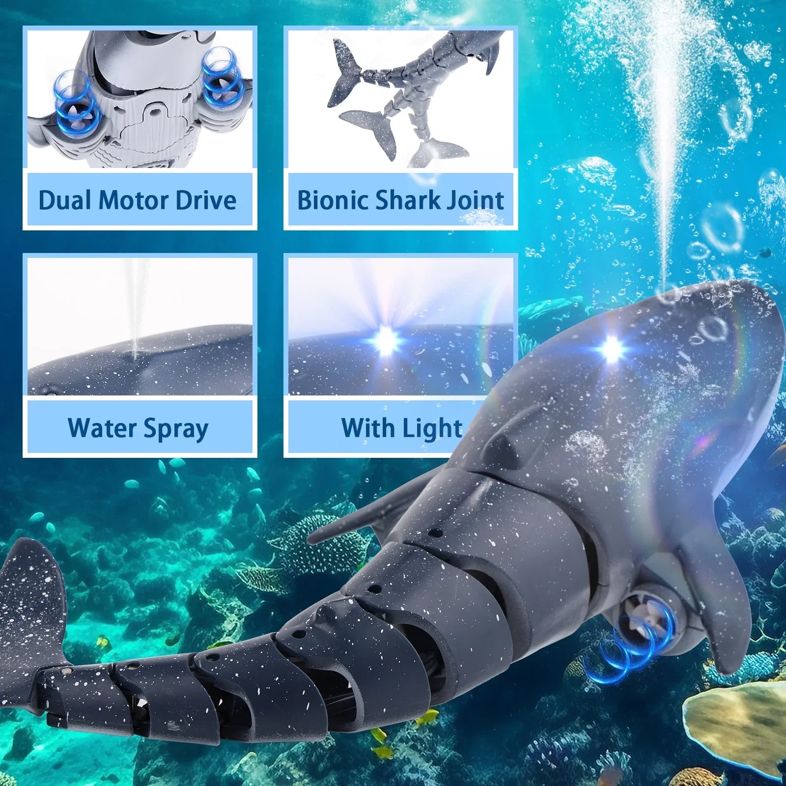 Ant Class Remote Control Whale Toys, RC Shark Spray Water Ship Toy for Boys Girls, Swimming Pool Toys, RC Craft for Kids, Diving Toys for Pool