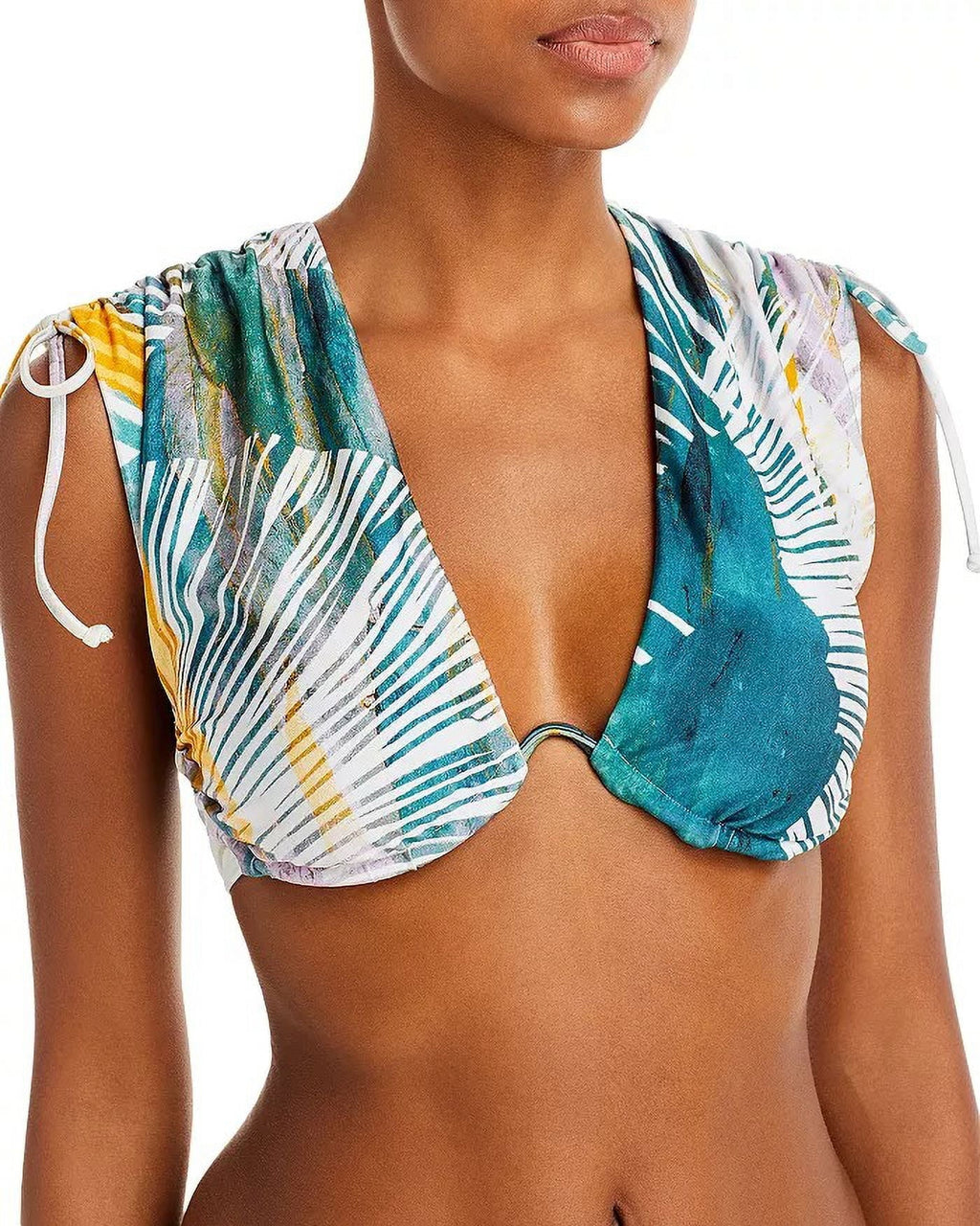 Andrea Iyamah ABSTRACT MULTI Menasa Ruched Underwire Bikini Swim Top, US Large