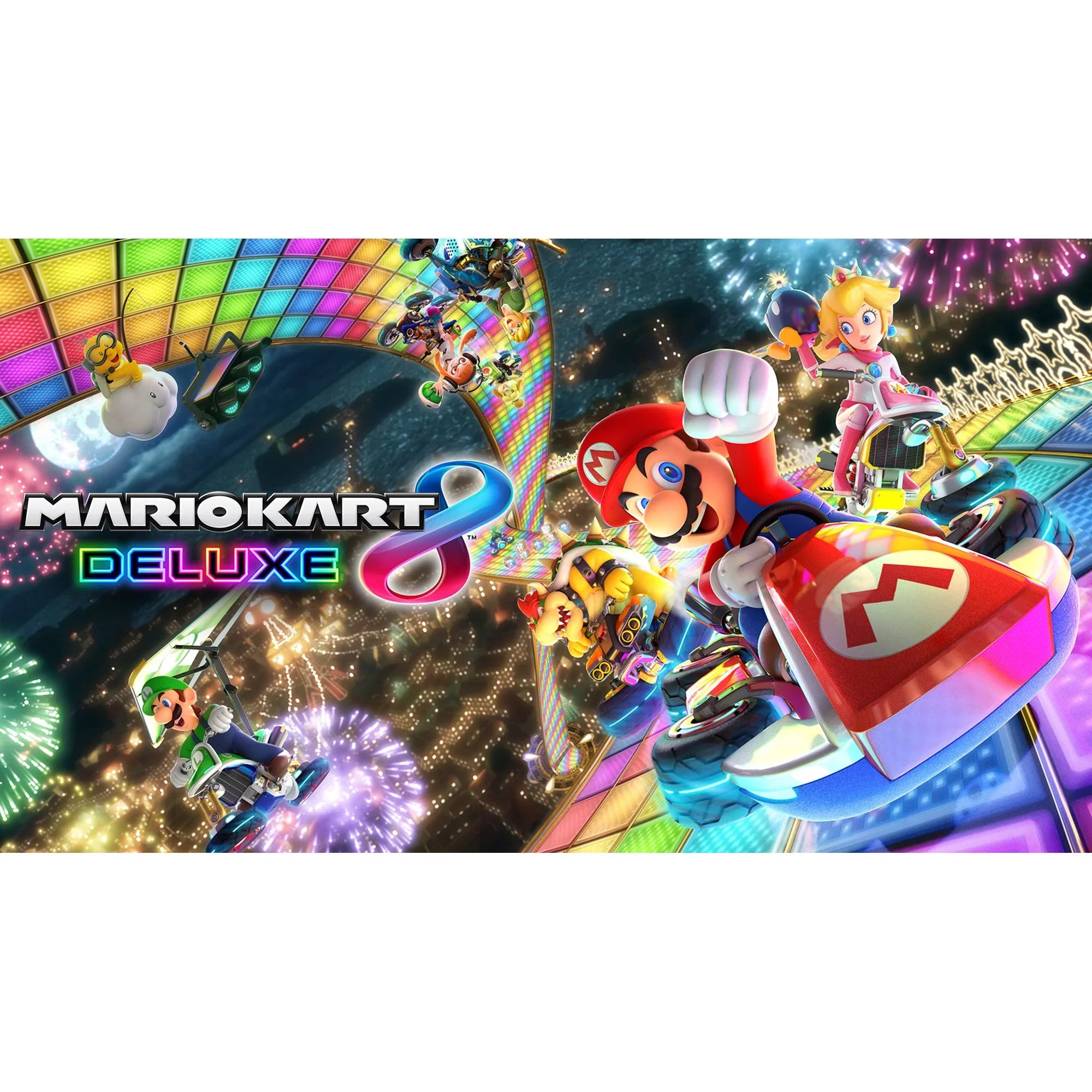 Nintendo Switch Joy-Con Neon Blue/Red Console Bundle: Mario Kart 8 Deluxe Full Game Download | 3 Months Nintendo Switch Online Membership | with Mazepoly Accessories