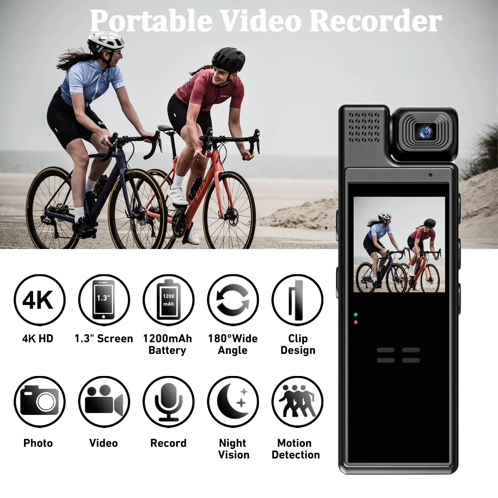 GoolRC Body Camera with Audio and Video Recording, 180°Lens Rotatable, 6 Hour Battery Life, WiFi, 1.3in TFT Screen, Night Vision Document Your Day