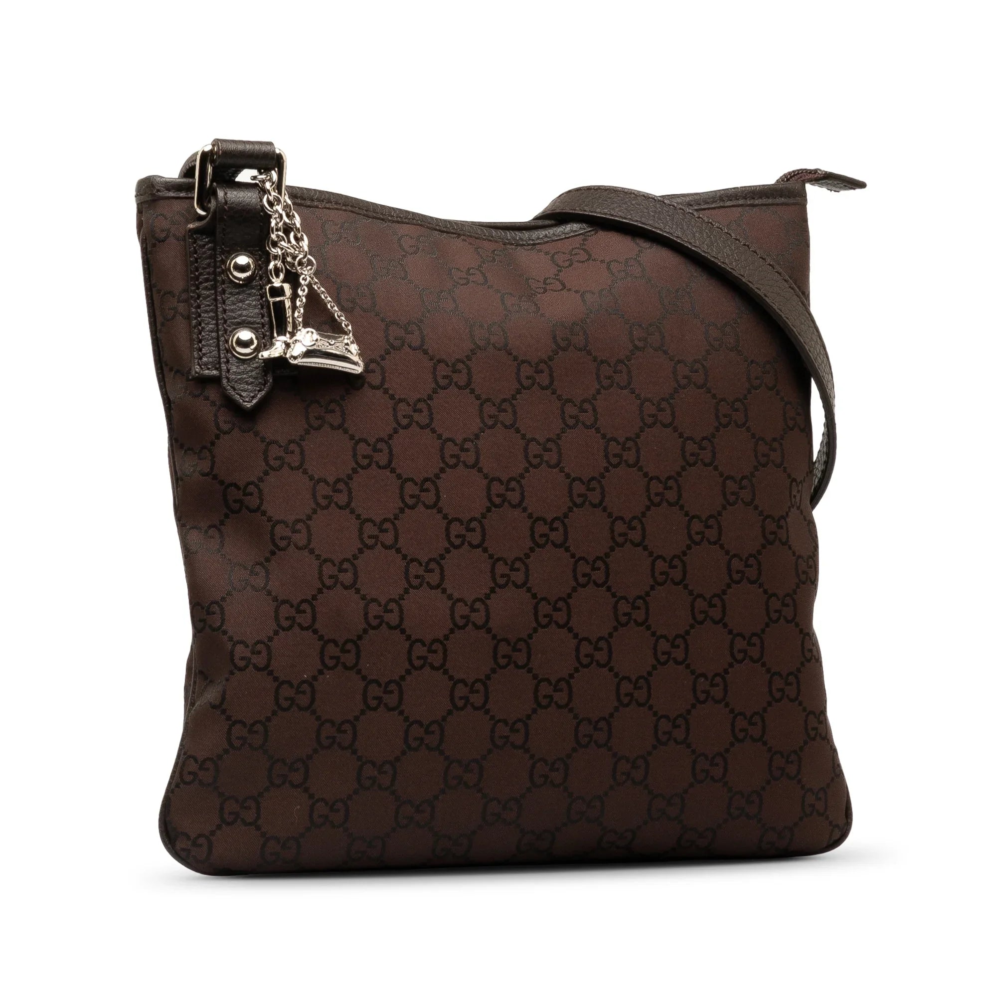 Pre-Owned Authenticated Gucci GG Jolicoeur Crossbody Nylon Fabric Brown Crossbody Bag Unisex (Good)